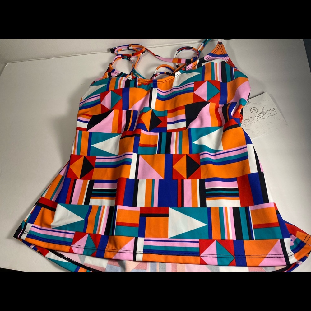 New with tag Eco beach swim top tankini multicolor medium in size cute